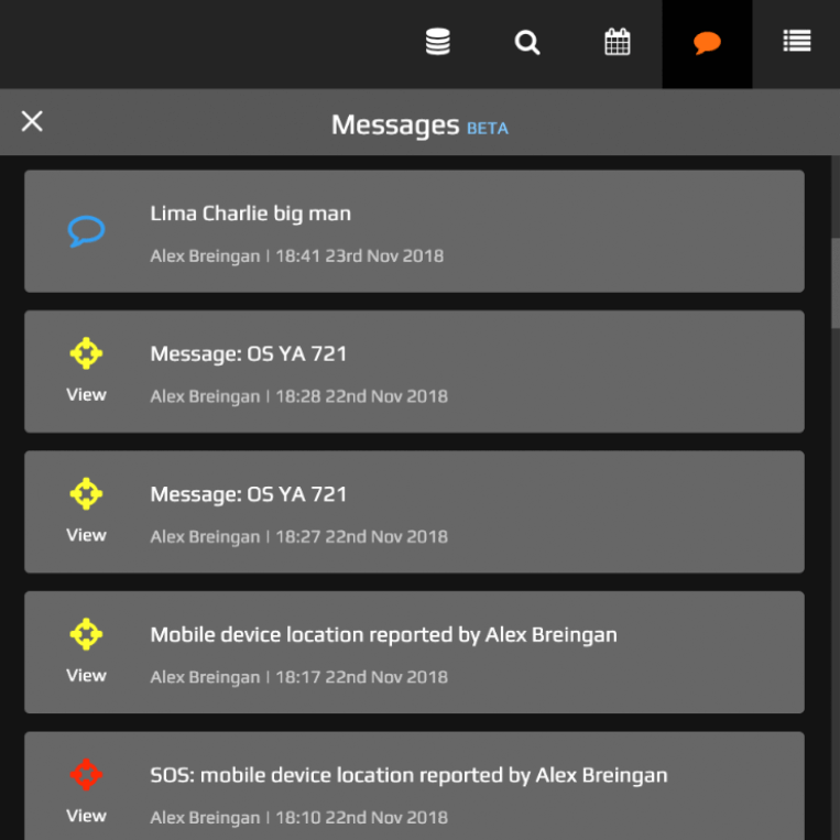 Messages, Location Report and SOS